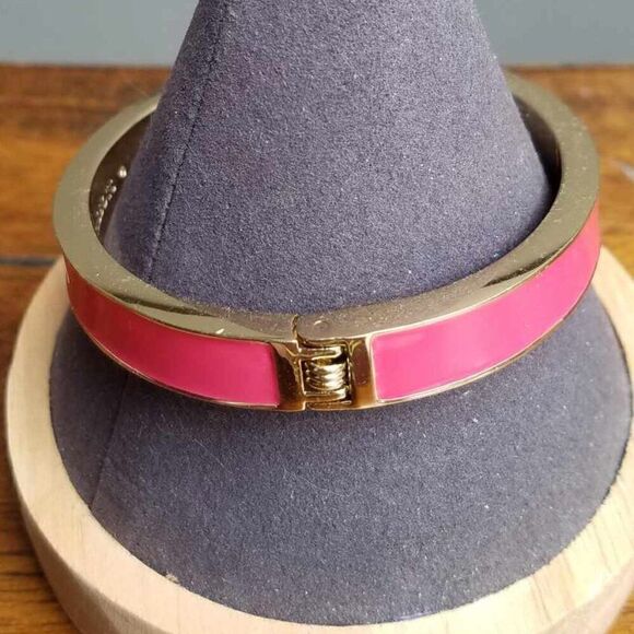 Talbots Reddish Pink Hinged Enamel Bangle Bracelet - Picture 6 of 7